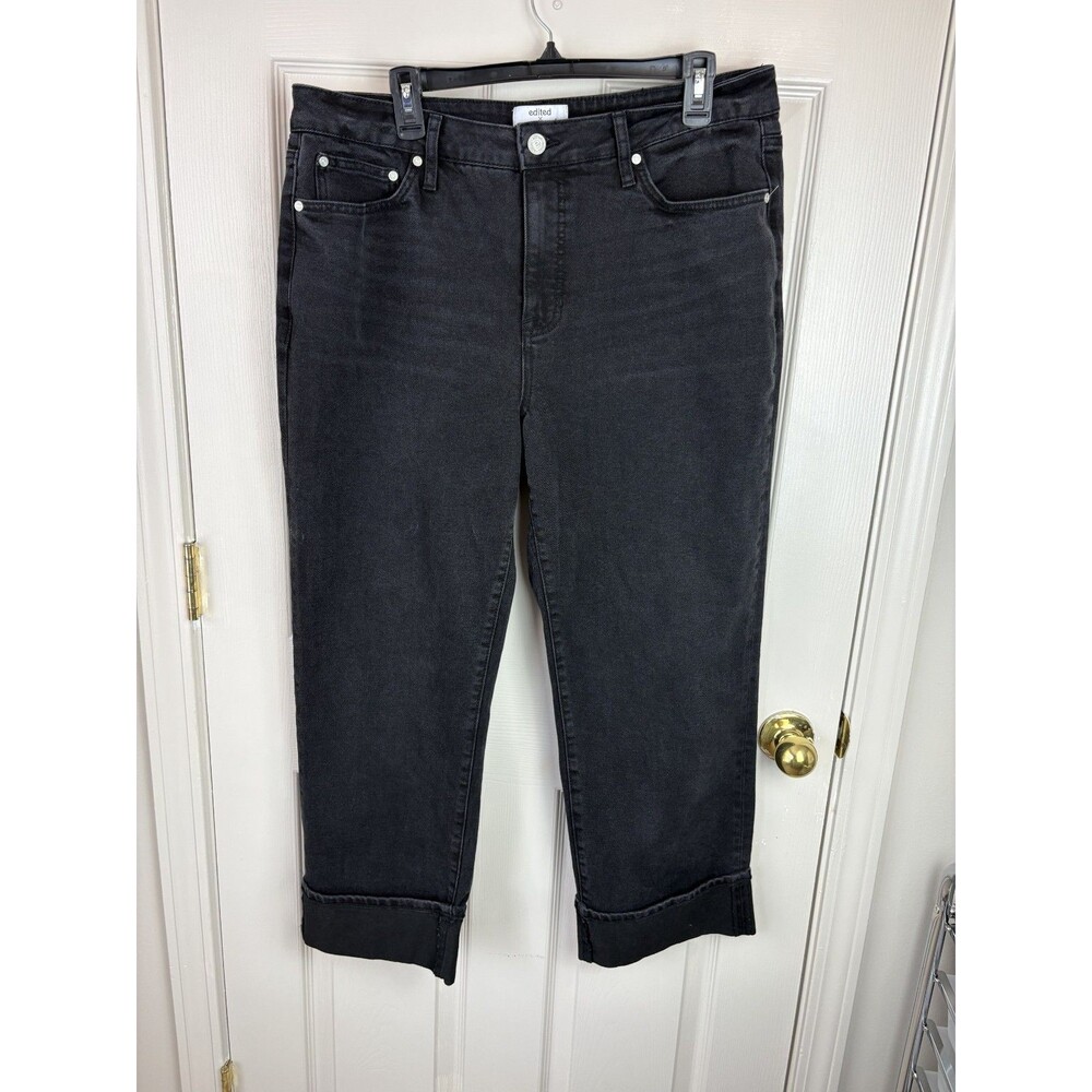 Edited By Hunter McGrady Cuffed Black Wash Jeans Size 12 154